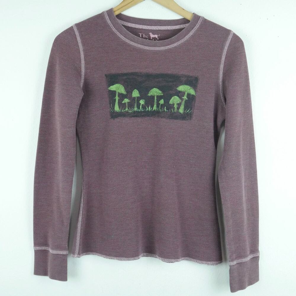 Y2K Style Small Thermal Shirt Mushroom Art Fairy Grunge Goblincore Skater Goth